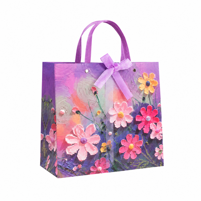Purple Floral Oil Painting Gift Bag
