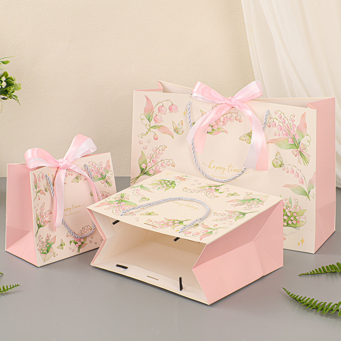 Lily of the Valley Ribbon Gift Paper Bag
