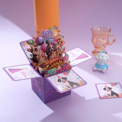 Happy Puppy Party 3D Pop-Up Explosion Box Card