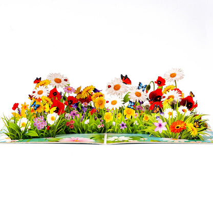 Butterfly Flower Field 3D Pop-Up Greeting Card