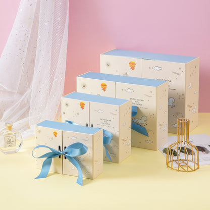 Beige Unicorn Bow Double-Opening Gift Box