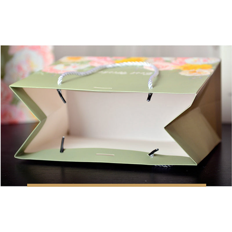 Blossom Pattern Gift Bag with Gold & Silver Ribbon