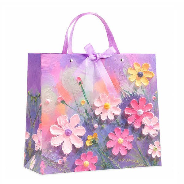 Purple Floral Oil Painting Gift Bag