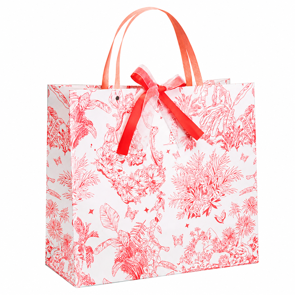 Pink Botanical Toile Gift Bag