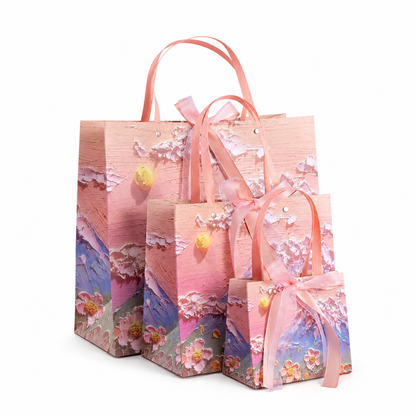 Pink Mountain Floral Oil Painting Gift Box Set