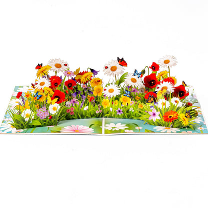 Butterfly Flower Field 3D Pop-Up Greeting Card