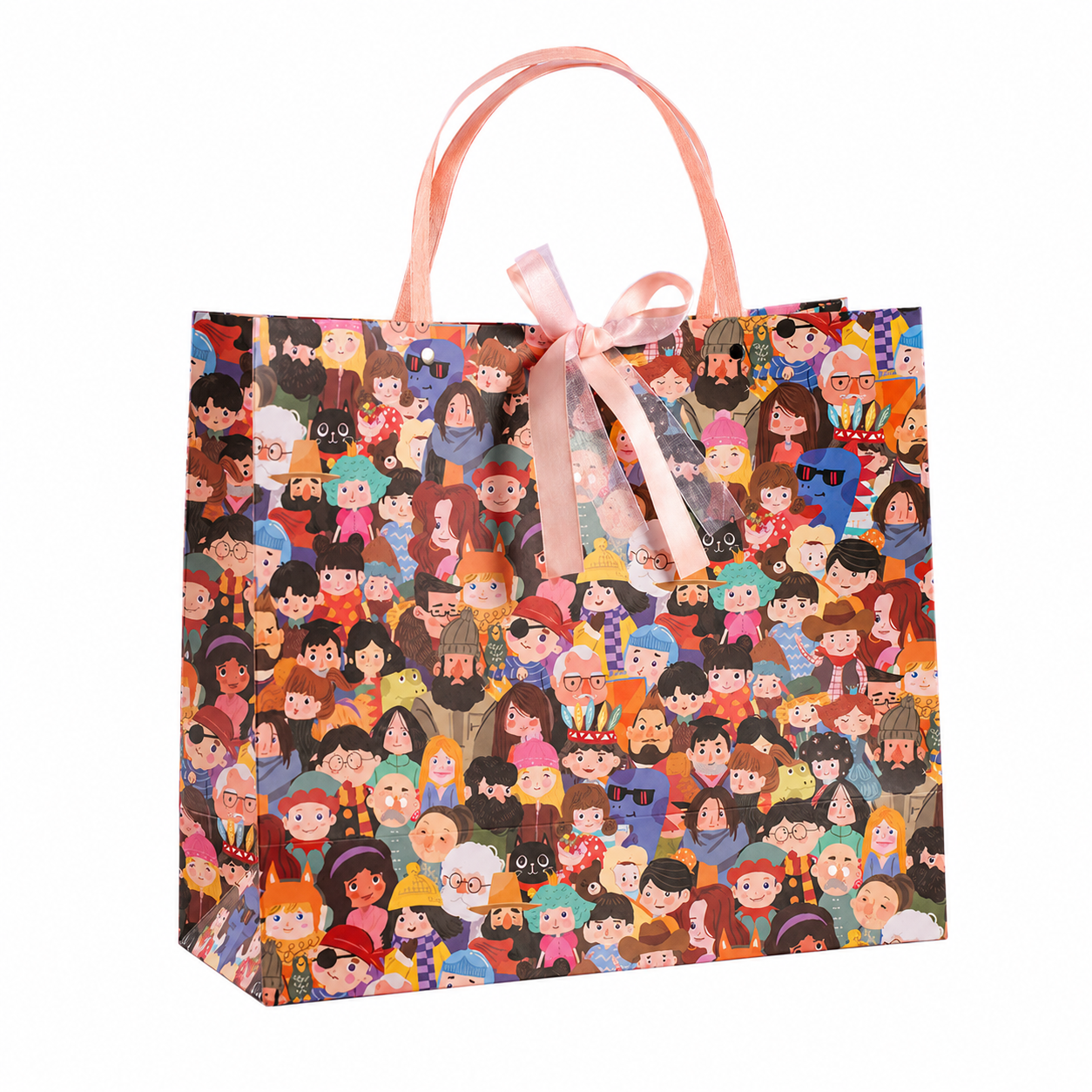 Colorful Crowd Illustration Gift Bag