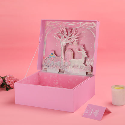 Pink Deer Forest 3D Pop-Up Gift Box