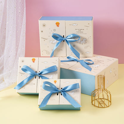 Beige Unicorn Bow Double-Opening Gift Box