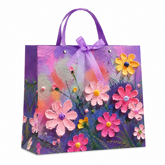 Purple Floral Oil Painting Gift Bag