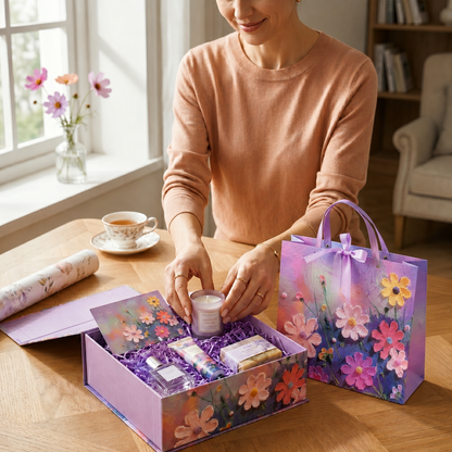 Purple Floral Art Print Gift Box Set