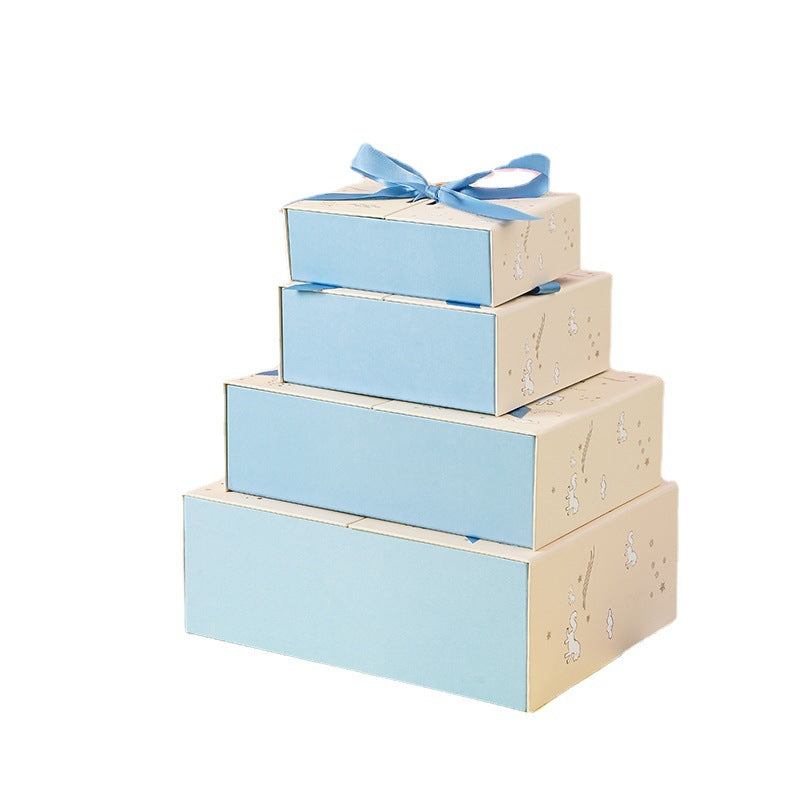 Beige Unicorn Bow Double-Opening Gift Box