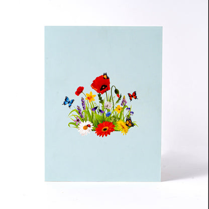 Butterfly Flower Field 3D Pop-Up Greeting Card