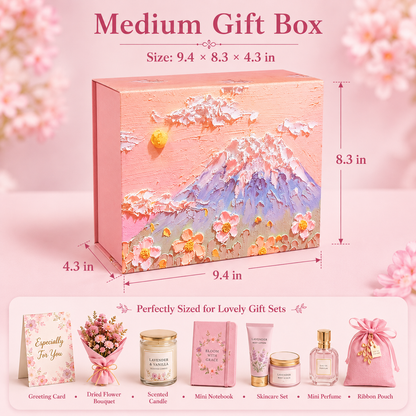Pink Mountain Floral Art Print Gift Box Set