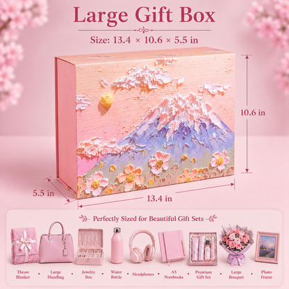 Pink Mountain Floral Art Print Gift Box Set