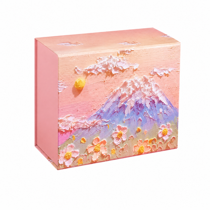 Pink Mountain Floral Oil Painting Gift Box Set