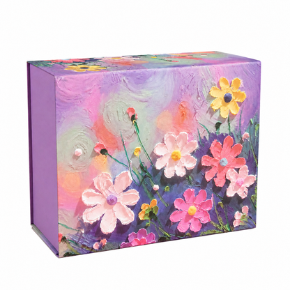 Purple Floral Oil Painting Gift Box Set