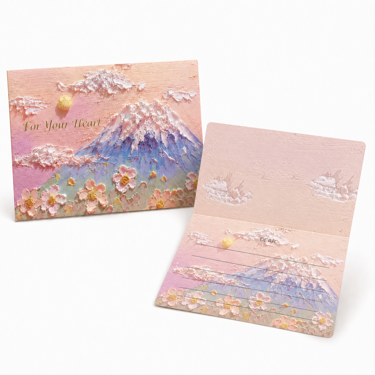 Pink Oil Painting Greeting Cards
