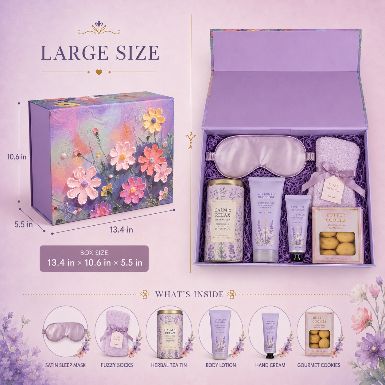 Purple Floral Art Print Gift Box Set