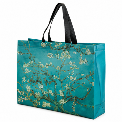 10/20/50-Pack Extra Large Aqua Blossom Reusable Non-Woven Gift Bags