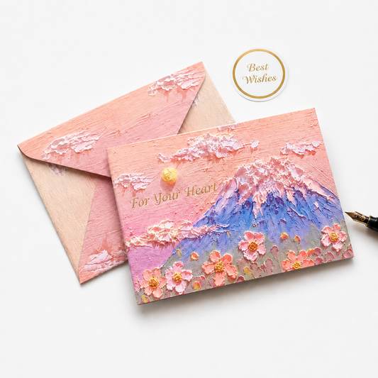 Pink Oil Painting Greeting Cards