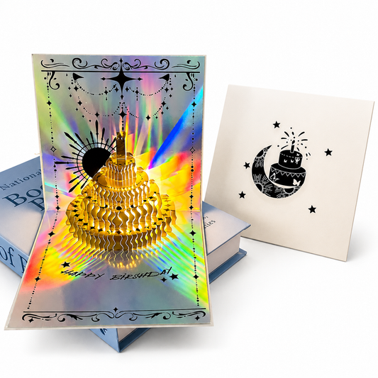Light-Up Holographic 3D Pop-Up Birthday Cake Card with Envelope