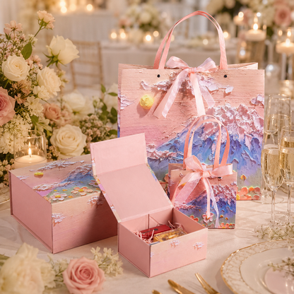 Pink Mountain Floral Art Print Gift Box Set