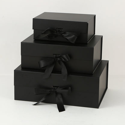 One-Piece Foldable Magnetic Gift Box with Ribbon Bow