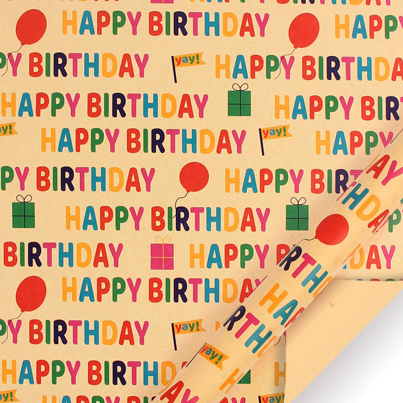 Birthday Kraft Wrapping Paper Set