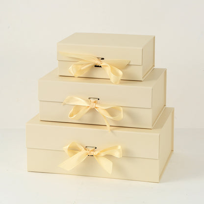 One-Piece Foldable Magnetic Gift Box with Ribbon Bow