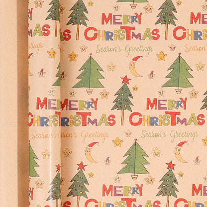 Premium Christmas Kraft Wrapping Paper Roll – Rustic Holiday Gift Wrap for Festive Season (43cm × 3M)