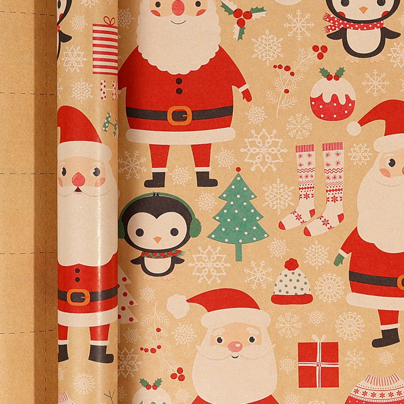 Premium Christmas Kraft Wrapping Paper Roll – Rustic Holiday Gift Wrap for Festive Season (43cm × 3M)