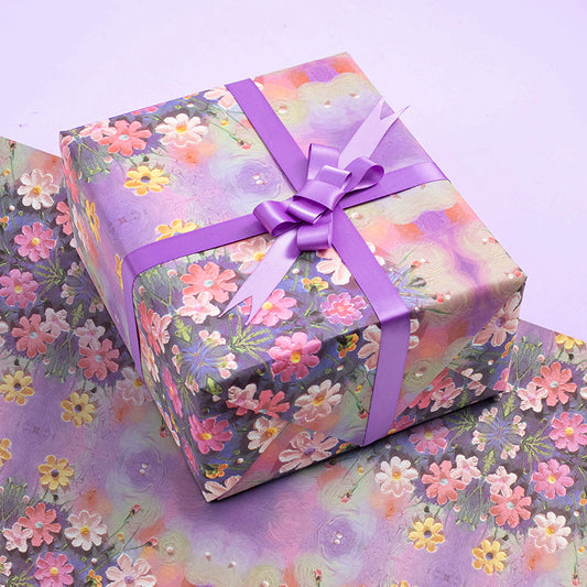 Premium Artistic Wrapping Paper - Hand-Painted Prints with Ribbon