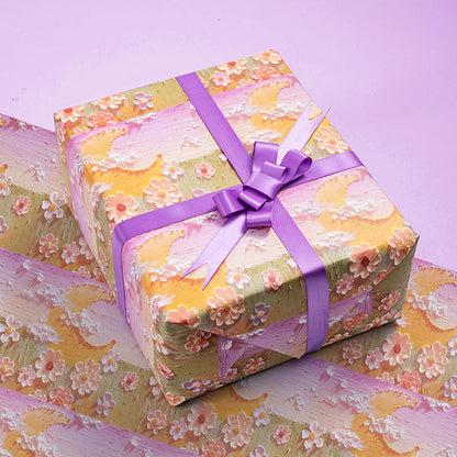 Premium Artistic Wrapping Paper - Hand-Painted Prints with Ribbon