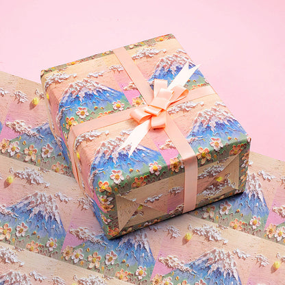 Premium Artistic Wrapping Paper - Hand-Painted Prints with Ribbon