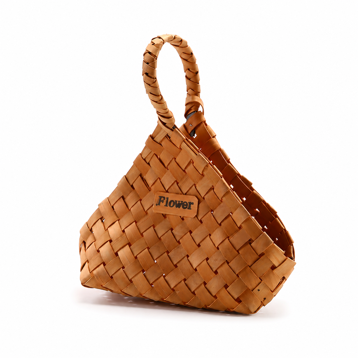 Woven Triangle Flower Basket with Handle