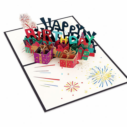 3D Fireworks Happy Birthday Pop-Up Greeting Card