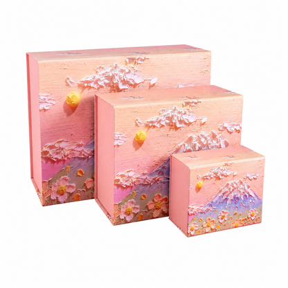 Pink Mountain Floral Oil Painting Gift Box Set