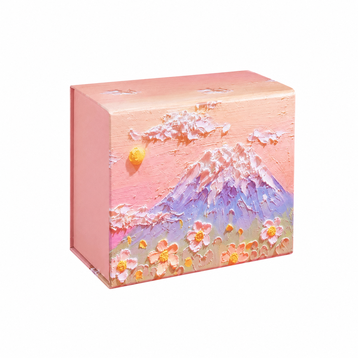 Pink Mountain Floral Oil Painting Gift Box Set