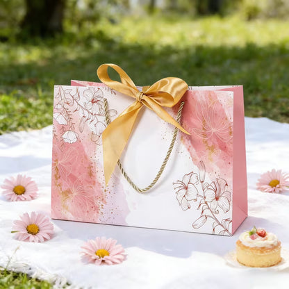 Pink Gradient Print Gift Bag with Bow