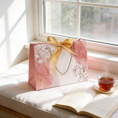Pink Gradient Print Gift Bag with Bow