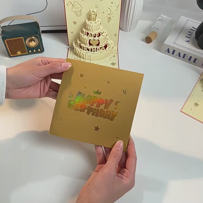Light-Up Musical 3D Pop-Up Birthday Cake Card with Envelope