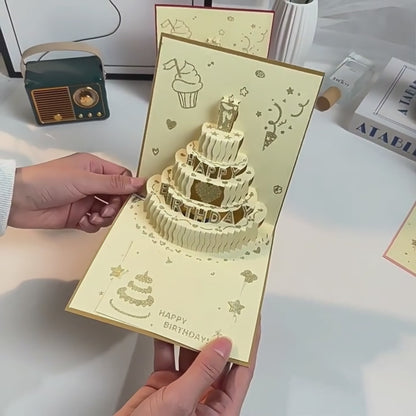 Light-Up Musical 3D Pop-Up Birthday Cake Card with Envelope