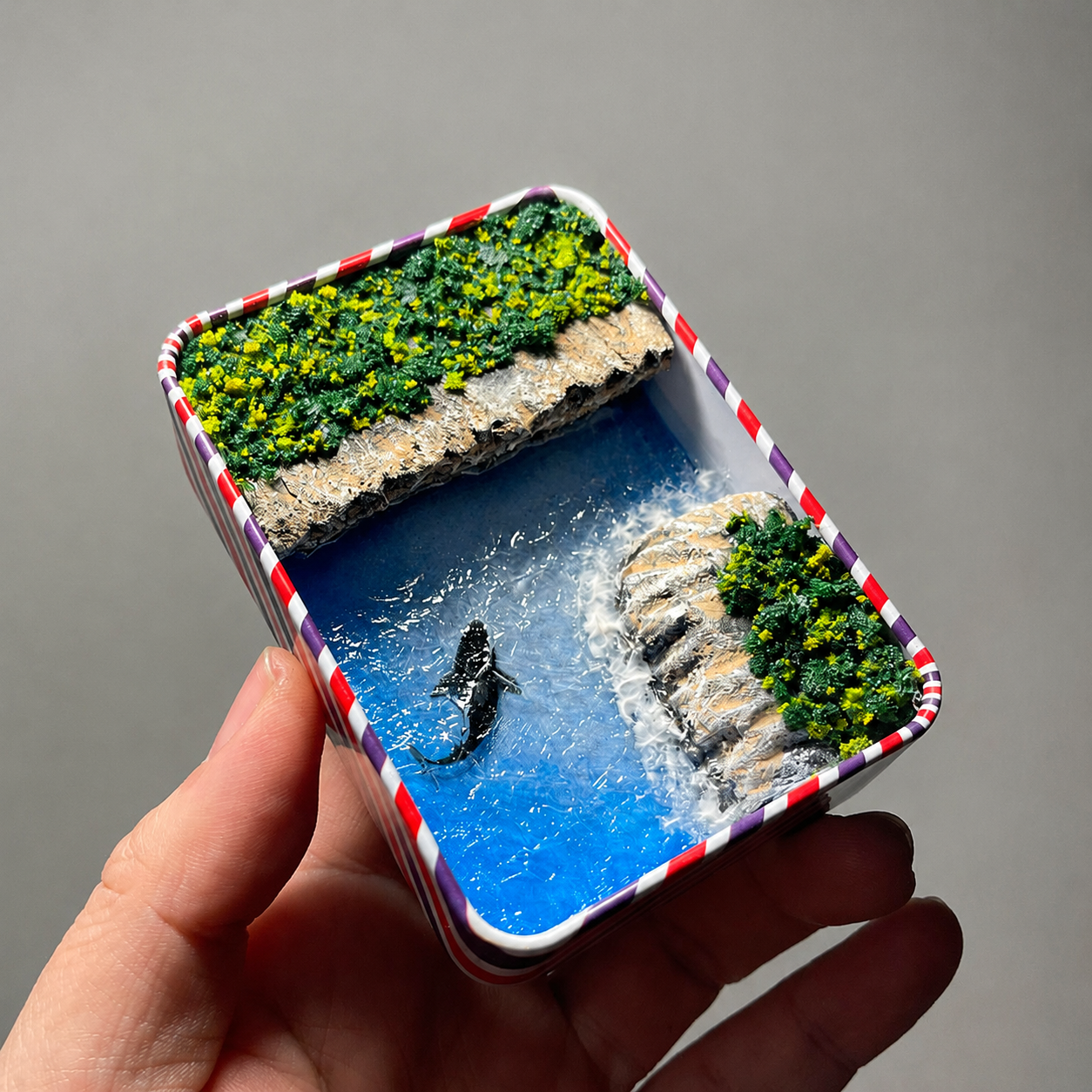 Mini Whale Ocean Diorama DIY Kit – Handmade Miniature Seascape Gift