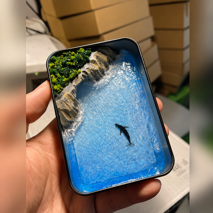 Mini Whale Ocean Diorama DIY Kit – Handmade Miniature Seascape Gift
