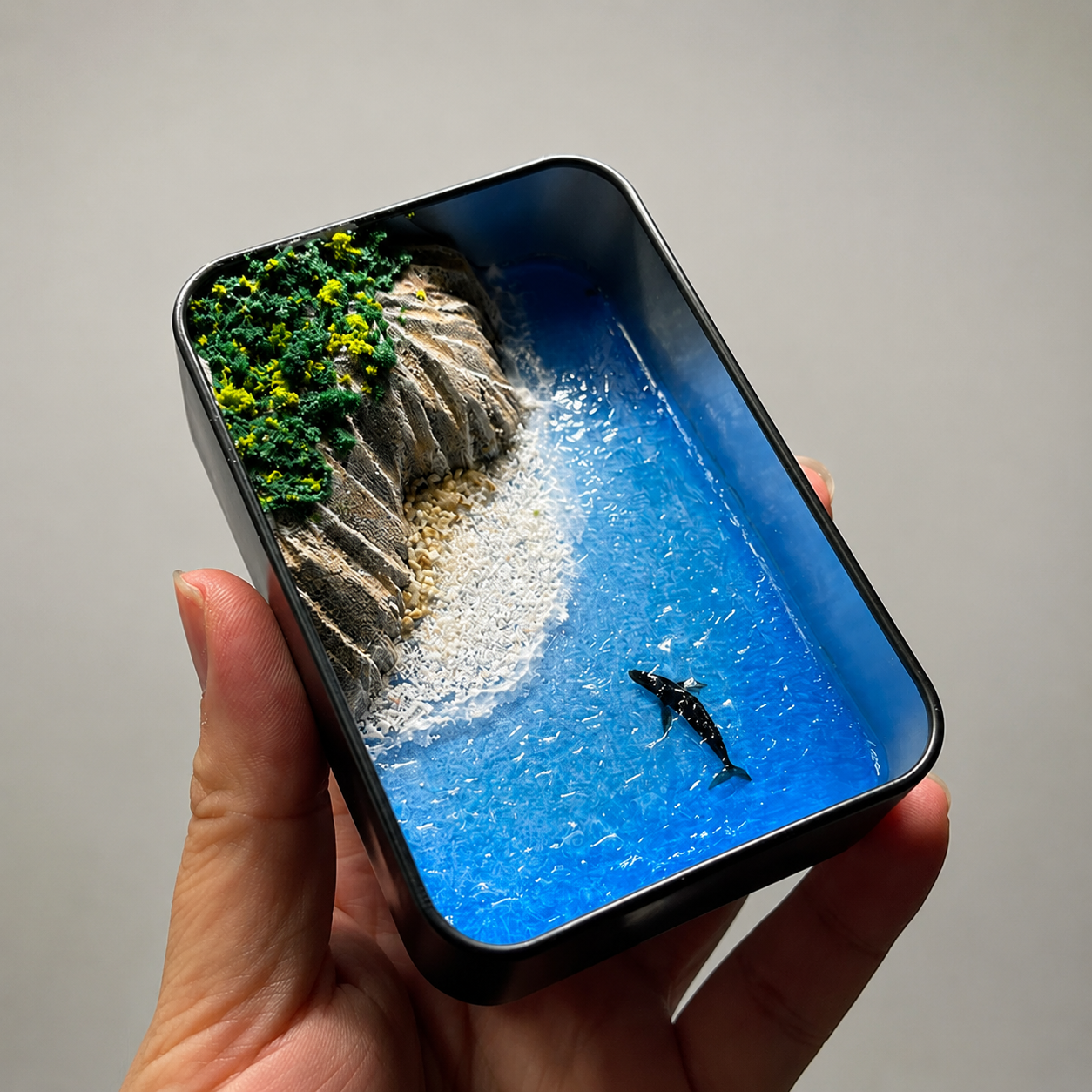 Mini Whale Ocean Diorama DIY Kit – Handmade Miniature Seascape Gift