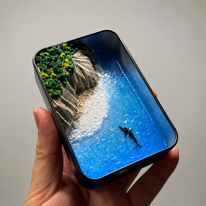 Mini Whale Ocean Diorama DIY Kit – Handmade Miniature Seascape Gift