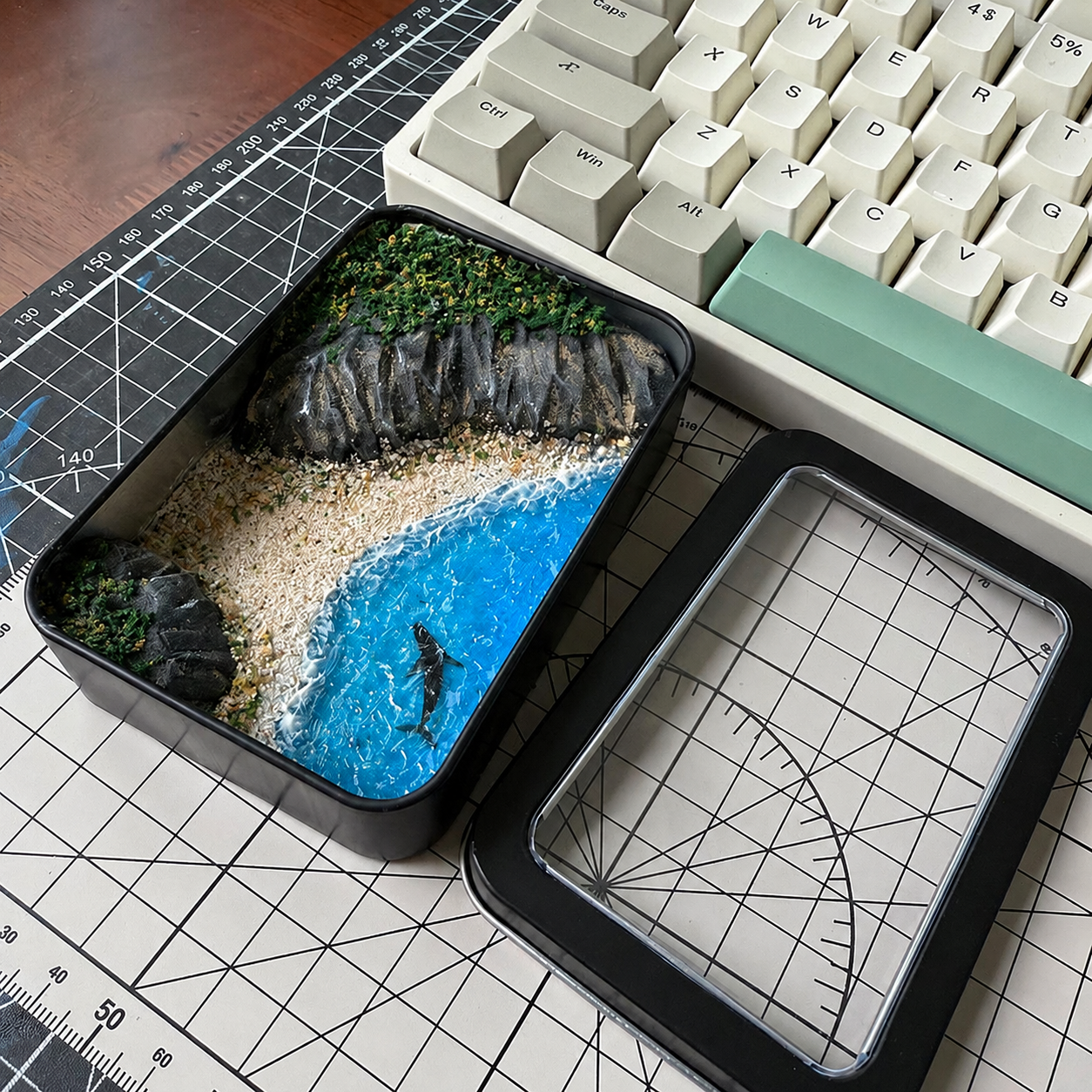 Mini Whale Ocean Diorama DIY Kit – Handmade Miniature Seascape Gift